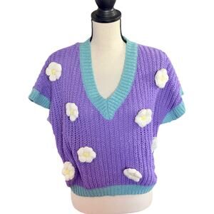 3D Flower Knitted Sweater Vest